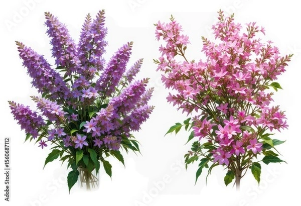 Obraz Syringa vulgaris and Nerium oleander frontal street