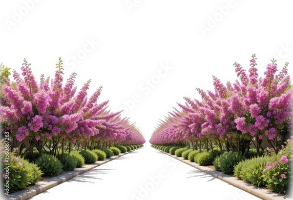 Obraz Syringa vulgaris and Nerium oleander frontal street