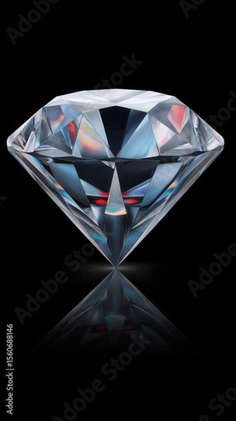 Obraz A brilliantly cut diamond is showcased against a black backdrop, reflecting light with exquisite precision to highlight its exceptional clarity and sparkle.