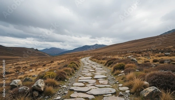 Obraz Through Barren Landscape Under Overcast Sky