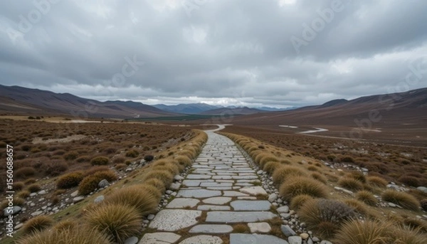 Obraz Through Barren Landscape Under Overcast Sky