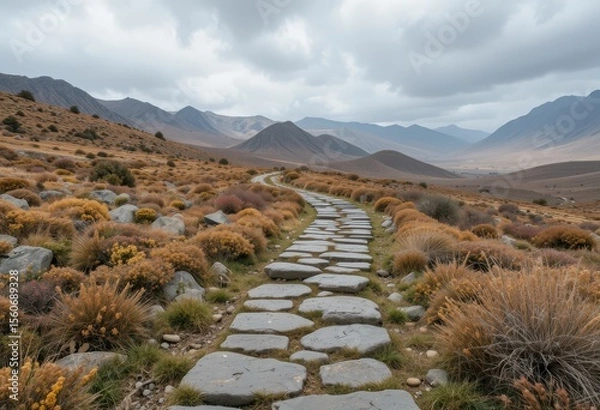 Obraz Through Barren Landscape Under Overcast Sky