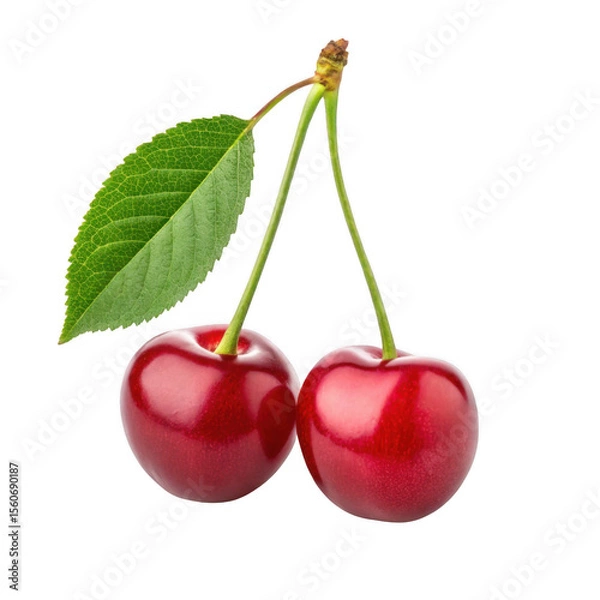 Fototapeta two cherries isolated transparent background