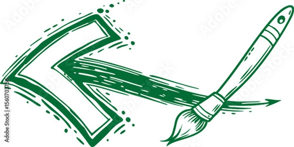 Obraz color artistic and textured arrow created with a paintbrush on a white background graphic style design.