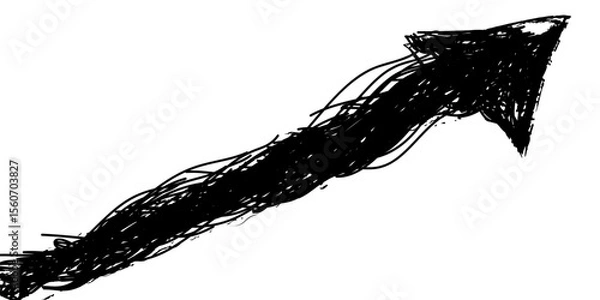 Obraz color artistic and textured arrow created with a paintbrush on a white background graphic style design.