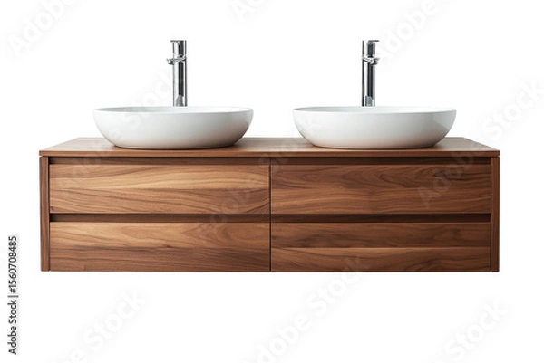 Fototapeta Elegant double vanity the warm embrace of wood in modern bathroom design A sanctuary of style on transparent background