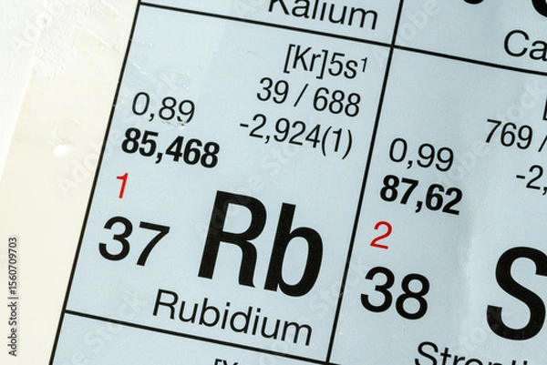 Obraz Rubidium German periodic table of elements macro close-up chemical physical description
