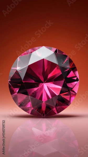 Obraz A beautifully cut pink gemstone sparkles with light, showcasing its many facets and reflective surface against a warm, subtly gradated background tone.