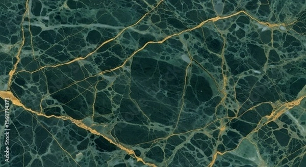 Obraz Elegant Dark Green Marble Texture with Golden Veins High-Resolution Background Image