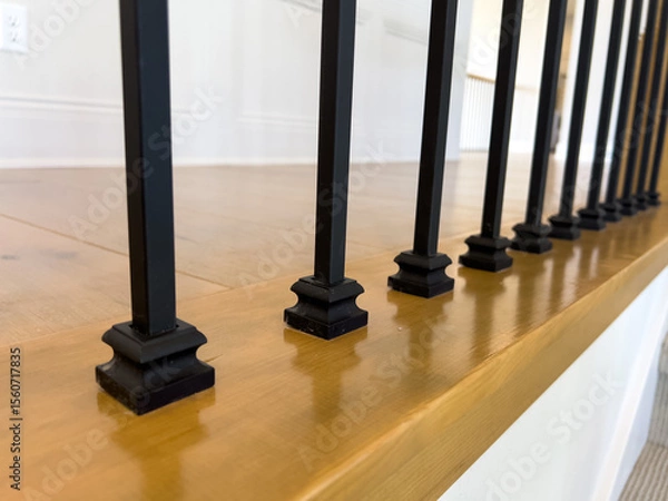 Obraz Close-Up of Upper Stair Spindles on Wood Rail