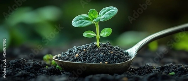 Obraz Sprout growing out of spoon bowl
