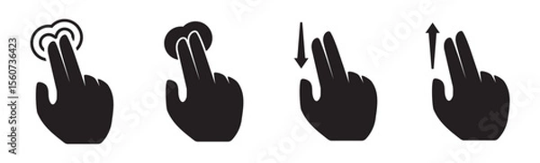 Fototapeta Gesture hand icon. Smartphone, sign fingers touch, click, zoom, rotate, tap display. Gesture Touch symbol. Vector illustration eps 10