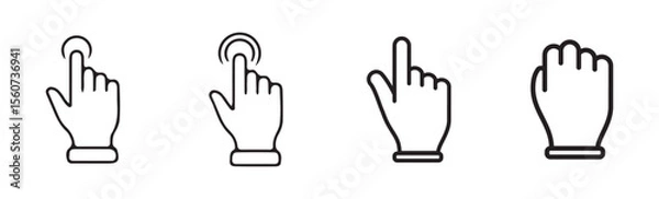 Fototapeta Black finger touch screen gesture vector. Swipe up icon. Outline symbol. Vector eps 10