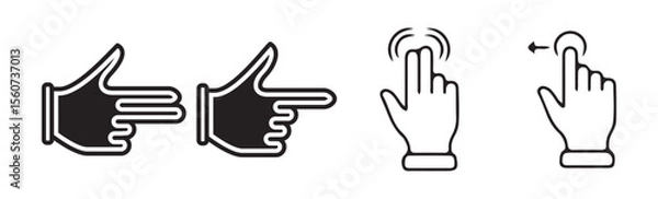 Fototapeta Black finger touch screen gesture vector. Swipe up icon. Outline symbol. Vector eps 10