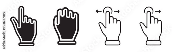 Fototapeta Black finger touch screen gesture vector. Swipe up icon. Outline symbol. Vector eps 10