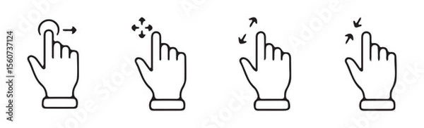 Fototapeta Black finger touch screen gesture vector. Swipe up icon. Outline symbol. Vector eps 10