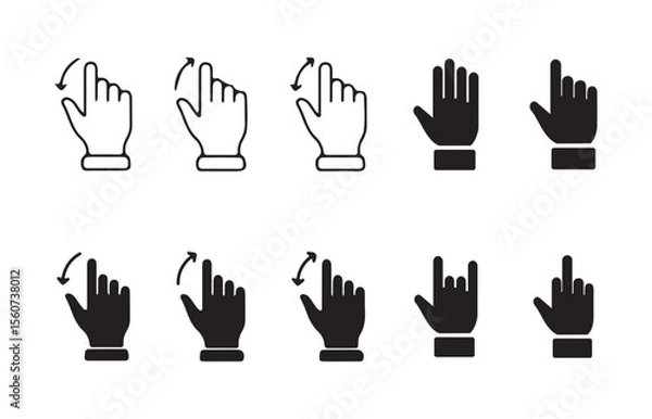 Fototapeta Swipe left right icon. Cursor and hand gesture icons set. Gesture Touch symbol. Vector illustration eps 10