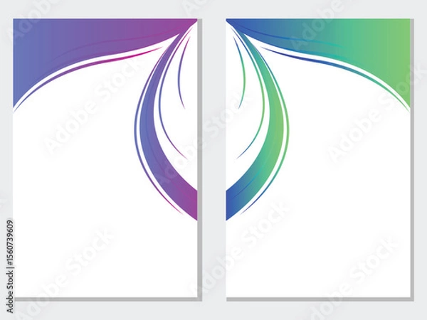 Fototapeta Set of light colorful vector wave shape vertical backgrounds for poster, banner or flyer
