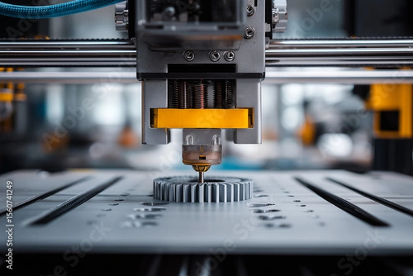 Fototapeta Industrial 3D Printer Creating Mechanical Parts