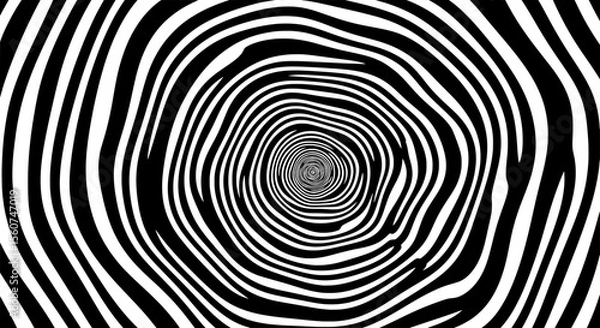 Fototapeta Hypnotic Swirl Optical Illusion – Black and White Psychedelic Pattern
