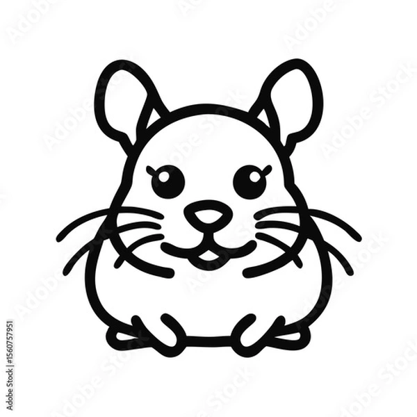 Fototapeta cute chinchilla character illustration in minimalist style with black outlines