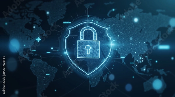 Fototapeta Prioritize user privacy and data protection. Focus on encryption and strong internet network security measures to safeguard personal data from cyber intrusions and breaches