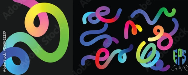 Obraz Collection of Minimalist Wavy Bold Lines Poster Backgrounds. Modern Abstract Art Design Template Set.EpS10
