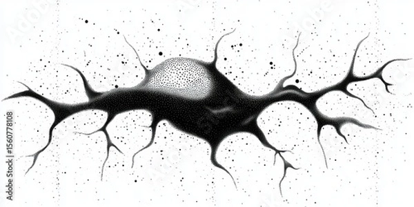 Fototapeta Detailed Illustration of a Nerve Brain Cell Structure with Realistic Connections in Neuroscience