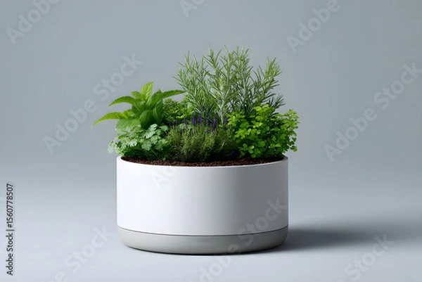 Obraz Smart indoor garden system with various herbs and plants Generative AI