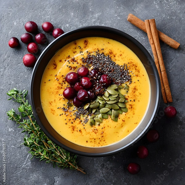 Obraz Immunity-boosting dish with pumpkin, seeds, and spices Generative AI