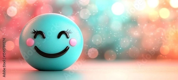 Fototapeta Fun Loving Smiley with Charming Background for Any Occasion Usage and Happy Emoji Face Icon