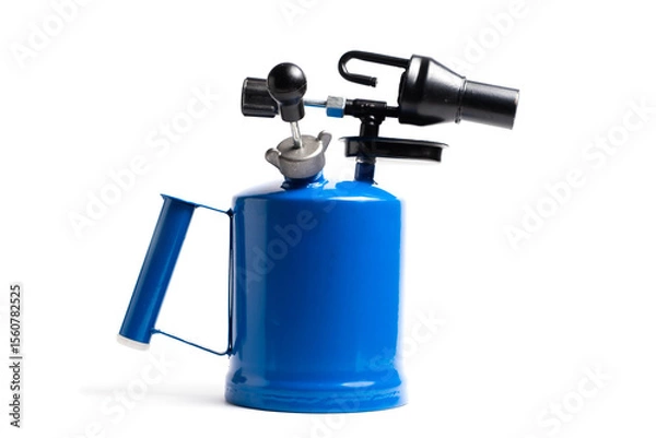 Obraz Blowtorch in blue case on white background, insulated.