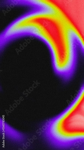 Obraz Trippy gritty abstract background. Vibrant smeared gradients. Blurry psychedelic wallpaper with acid hues, noisy dust, and rough grain. Ideal for posters, flyers, album covers, prints, visual art.