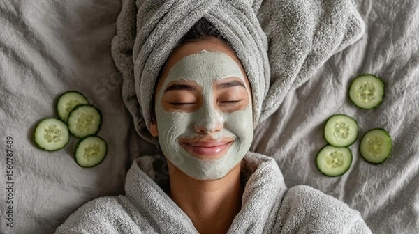 Fototapeta Luxurious At-Home Spa Retreat with Relaxing Elements for Ultimate Self-Care and Pampering Experience