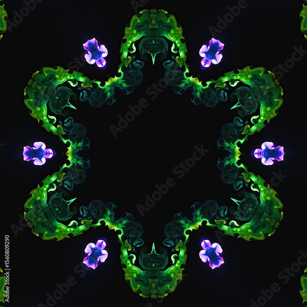 Obraz Abstract green and purple kaleidoscope design