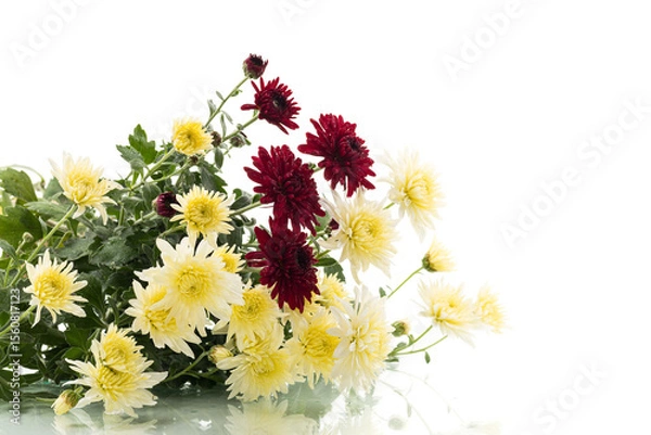 Obraz autumn bouquet with red and yellow chrysanthemums