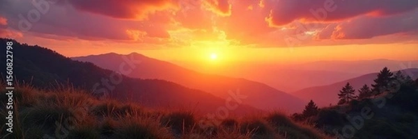 Fototapeta Serene Sunset Landscape Soft Pink Light, Tranquil Mood, Perfect for Relaxation and Peaceful Backgrounds