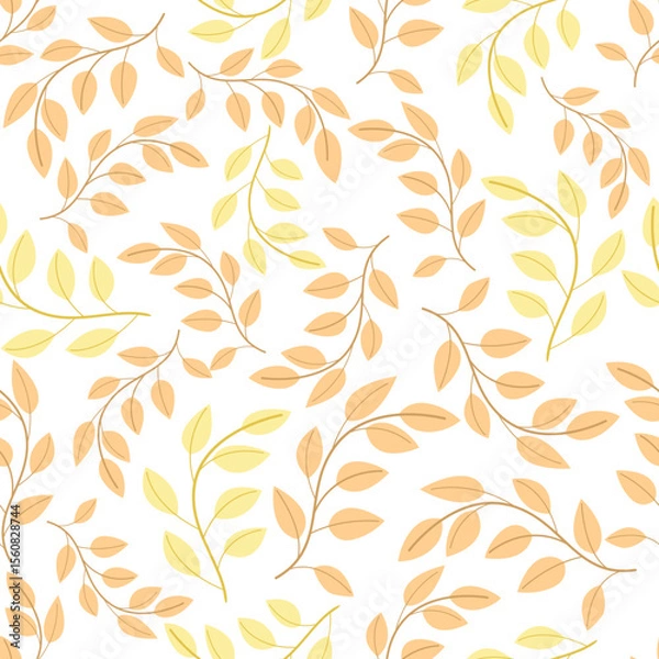 Fototapeta Vector seamless pattern with plant branches on a white background. Perfect for printing on clothes, textiles, wallpapers, wrapping paper, scrapbooking.