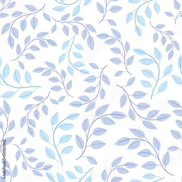 Fototapeta Vector seamless pattern with plant branches on a white background. Perfect for printing on clothes, textiles, wallpapers, wrapping paper, scrapbooking.