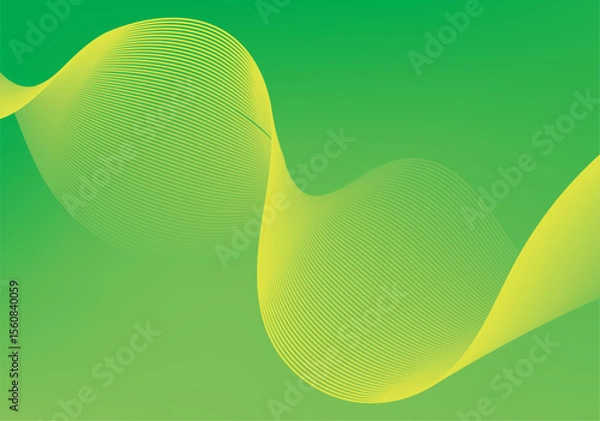 Fototapeta  Vibrant abstract background featuring smooth green gradients and dynamic yellow wave shapes. Ideal for tech designs, eco branding, posters, and modern presentations.