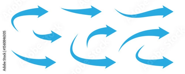 Fototapeta Blue Curved arrow silhouettes set. Element for visual navigation. Use in business templates, charts, marketing slides, app design, presentations, infographics
