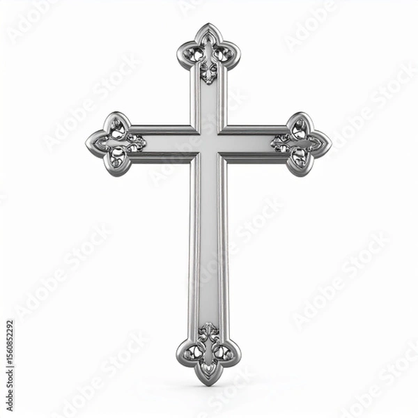 Obraz silver cross on white background