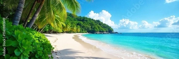 Obraz Tropical Island Paradise Turquoise Waters Crashing Gently on a White Sand Beach