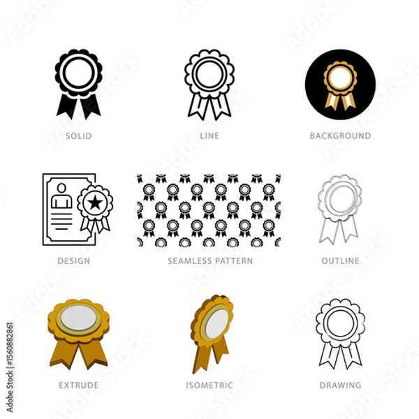 Fototapeta Each award ribbon icon has its own creative design, and each design can meet the needs of different jobs.