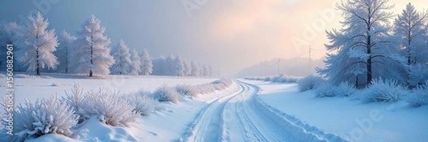 Obraz Breathtaking Winter Landscape Frost-Covered Serenity in a Frozen World