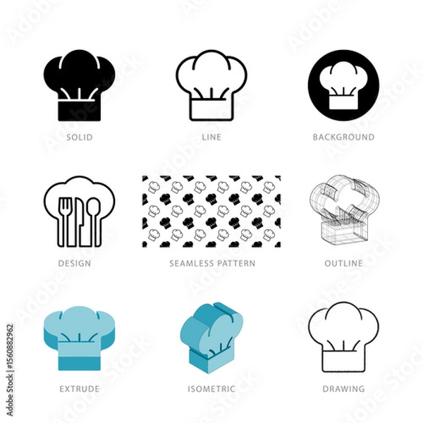 Fototapeta Each chef icon has its own creative design, and each design can meet the needs of different jobs. Vector illustration.
