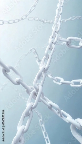 Obraz Interconnected White Chains A Minimalist Network Symbolising Unity and Complex Systems