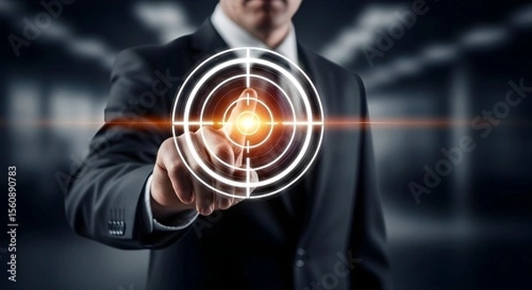 Obraz Businessman targeting success.  Strategic planning and goal achievement concept.