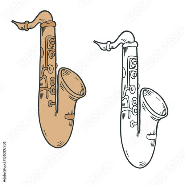 Obraz saxophone vector illustrations. drawing. colour. easy to edit