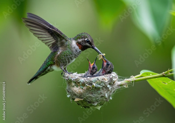 Fototapeta hummingbird on nest